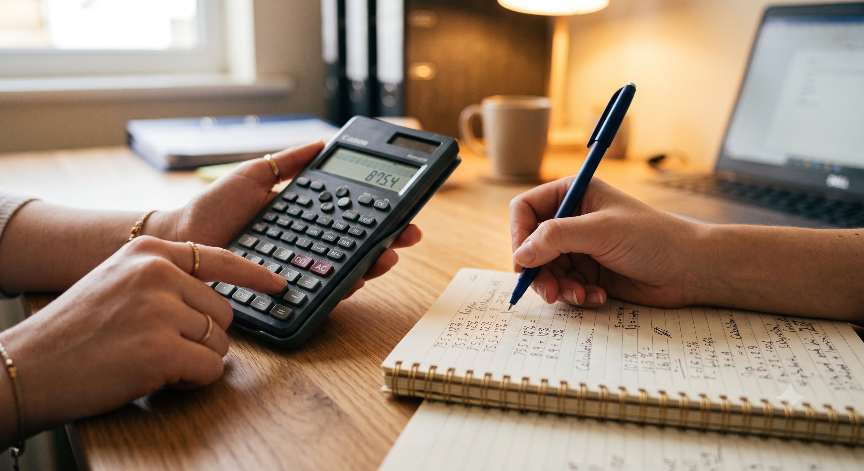 Calculator showing self-employment tax math